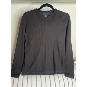 Banana Republic Mens V Neck Sweater Brown Extra Fine Italian Merino Wool Size S